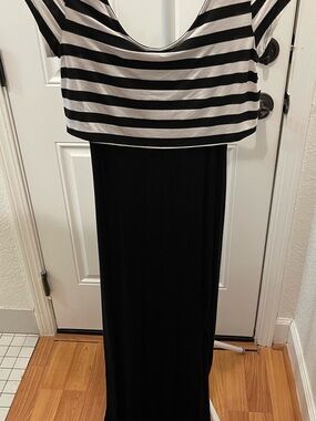 Charlotte Russe Black and White Striped Maxi Dress